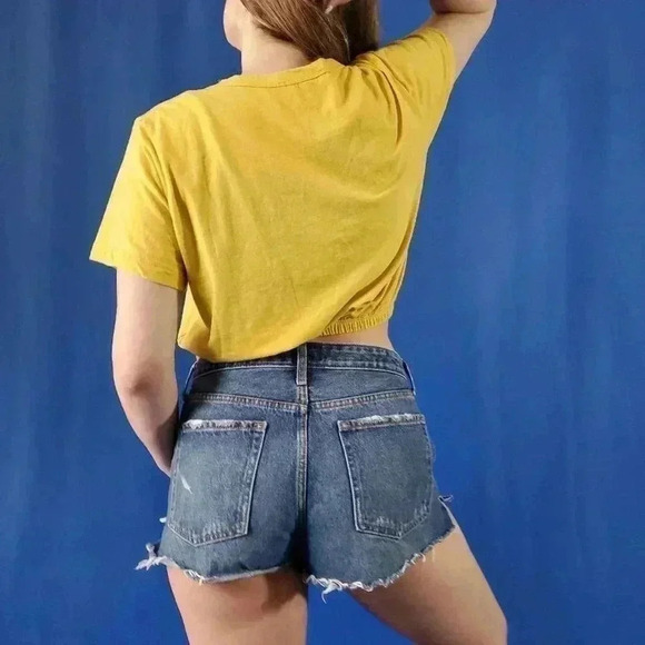 Cute Sunshine Yellow Crop Top Tee - L - Picture 4 of 5